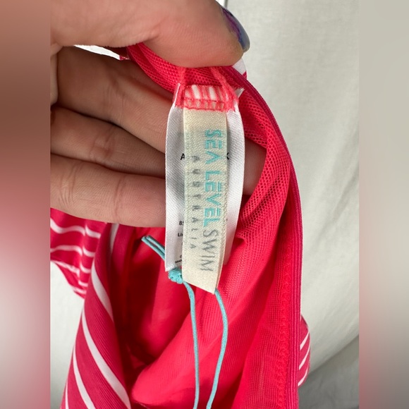 Sea Level Swim Coral & White Stripe Chamarel Band Bikini Bottom Size 12 NWT - Picture 11 of 13